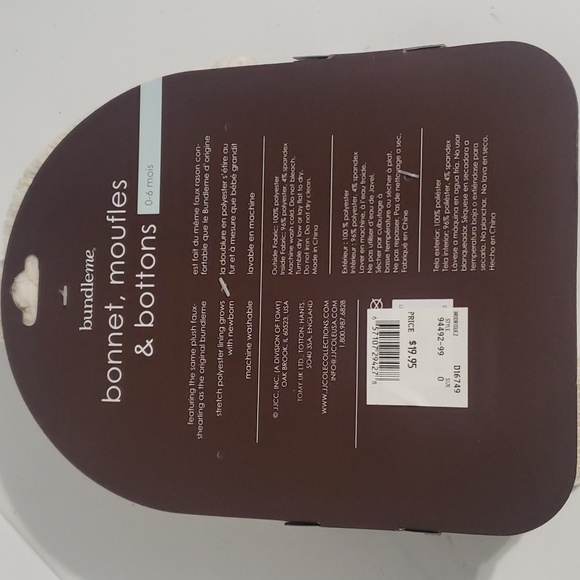 J J Cole Collection Bundle Me Baby Ivory Hat Mittens Booties - Picture 5 of 5